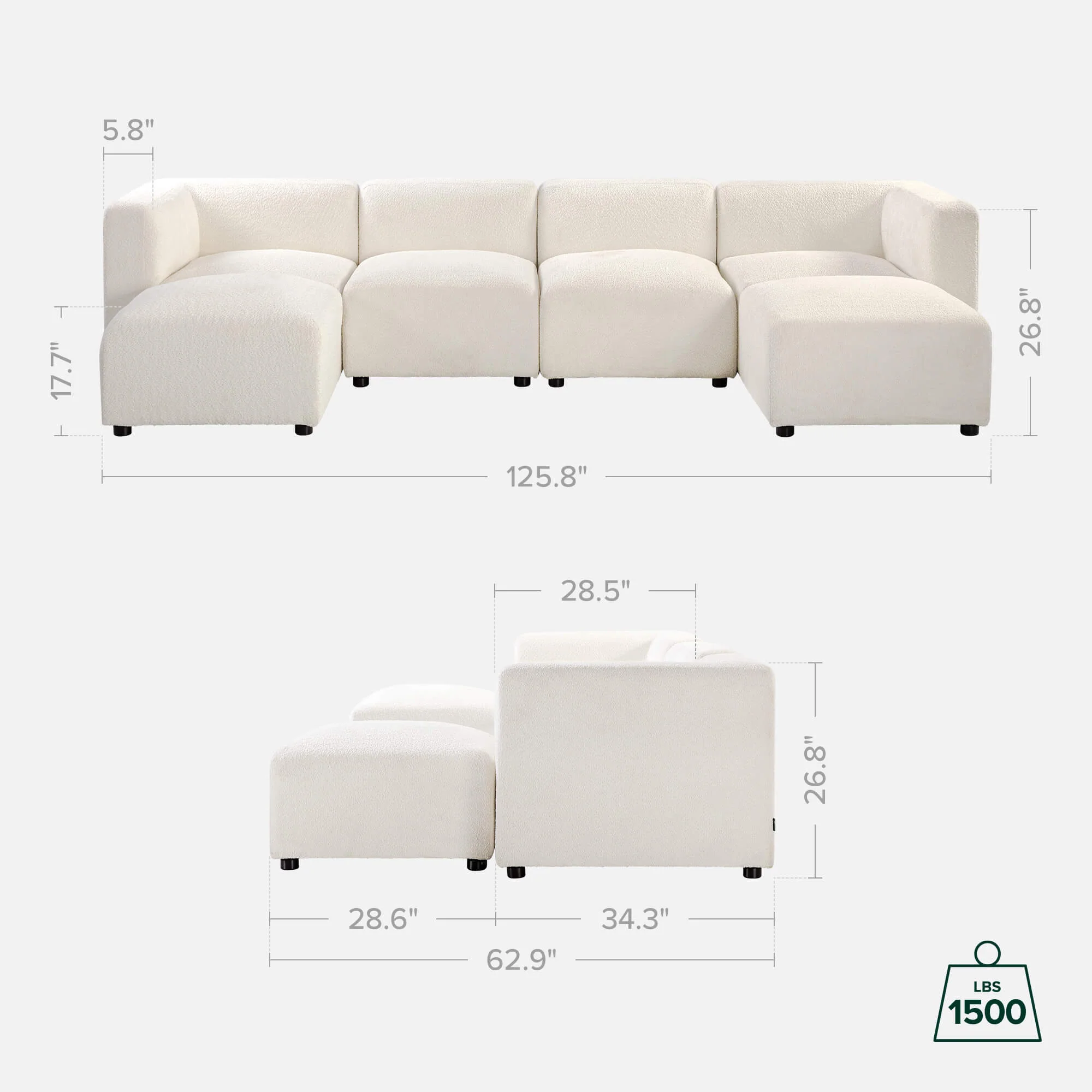 Luca Double Chaise Sectional Sofa - Image 3