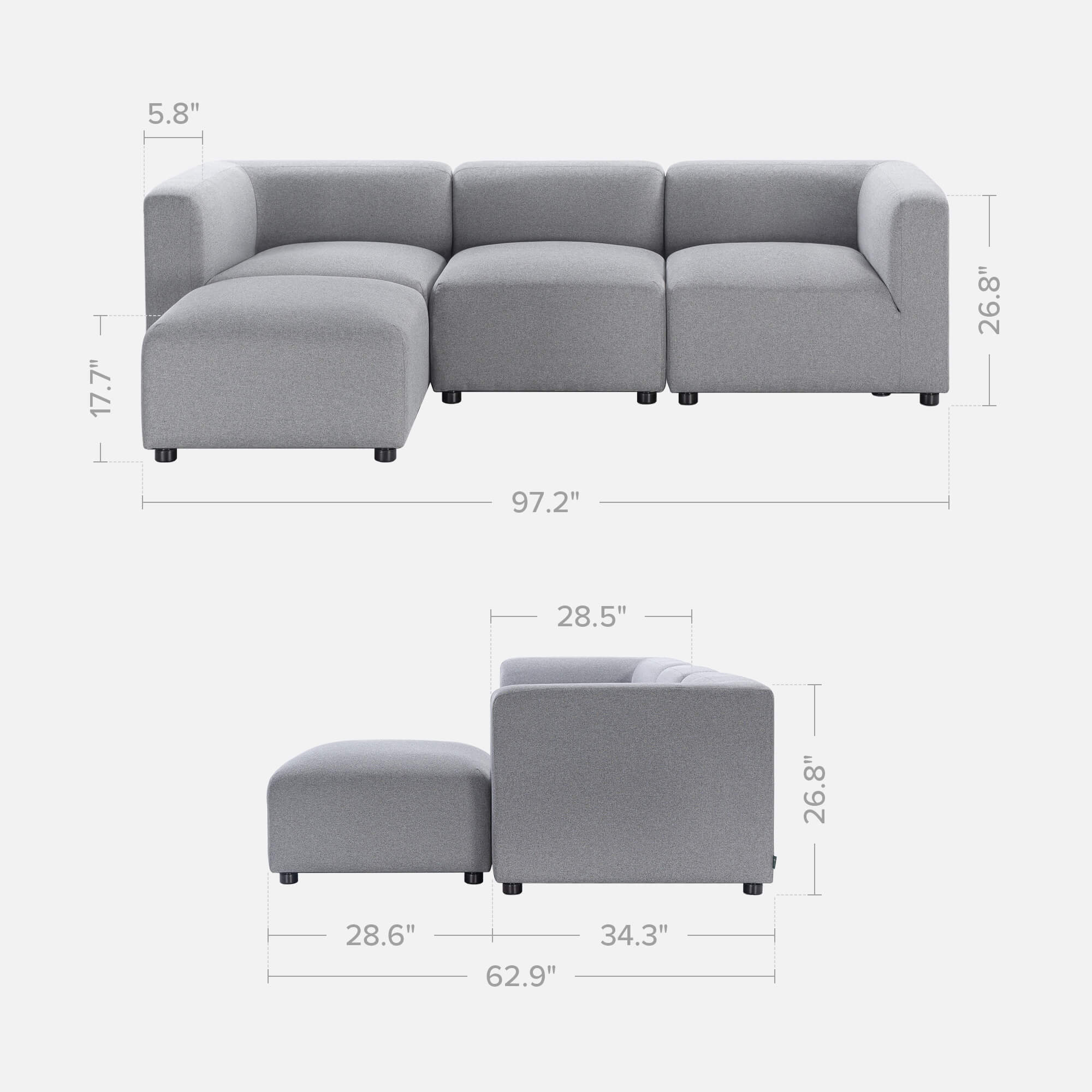 Luca Reversible Chaise Sectional Sofa - Image 16