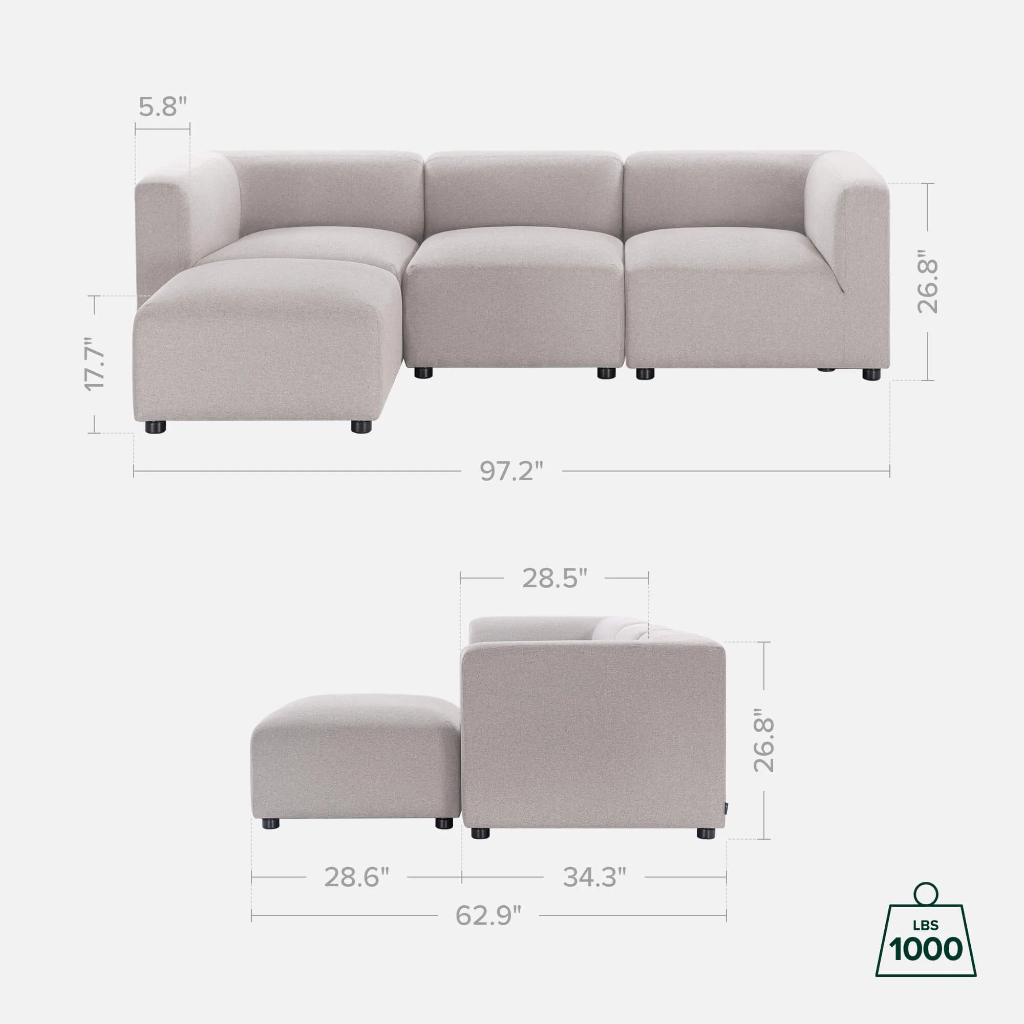 Luca Reversible Chaise Sectional Sofa - Image 29