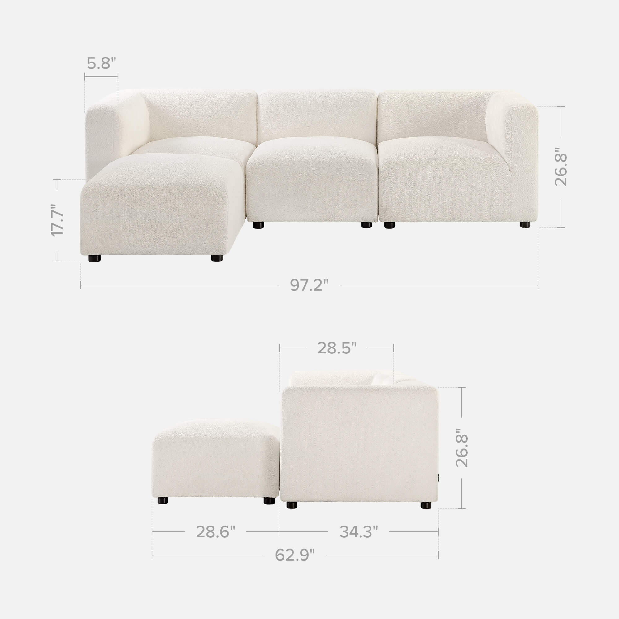 Luca Reversible Chaise Sectional Sofa - Image 3