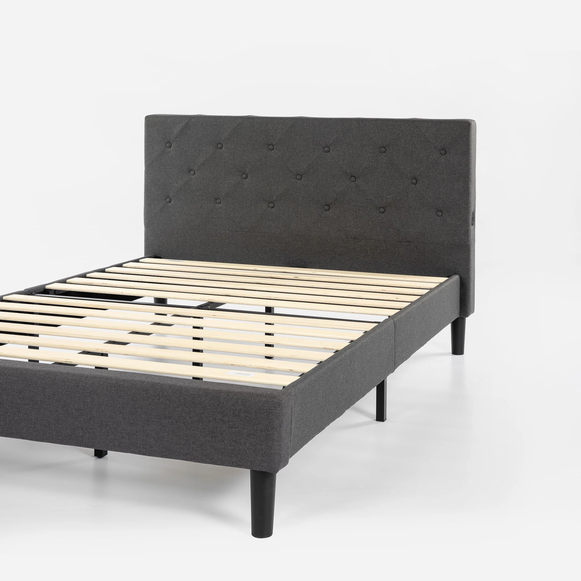 Shalini Upholstered Platform Bed Frame with USB Ports - Image 4