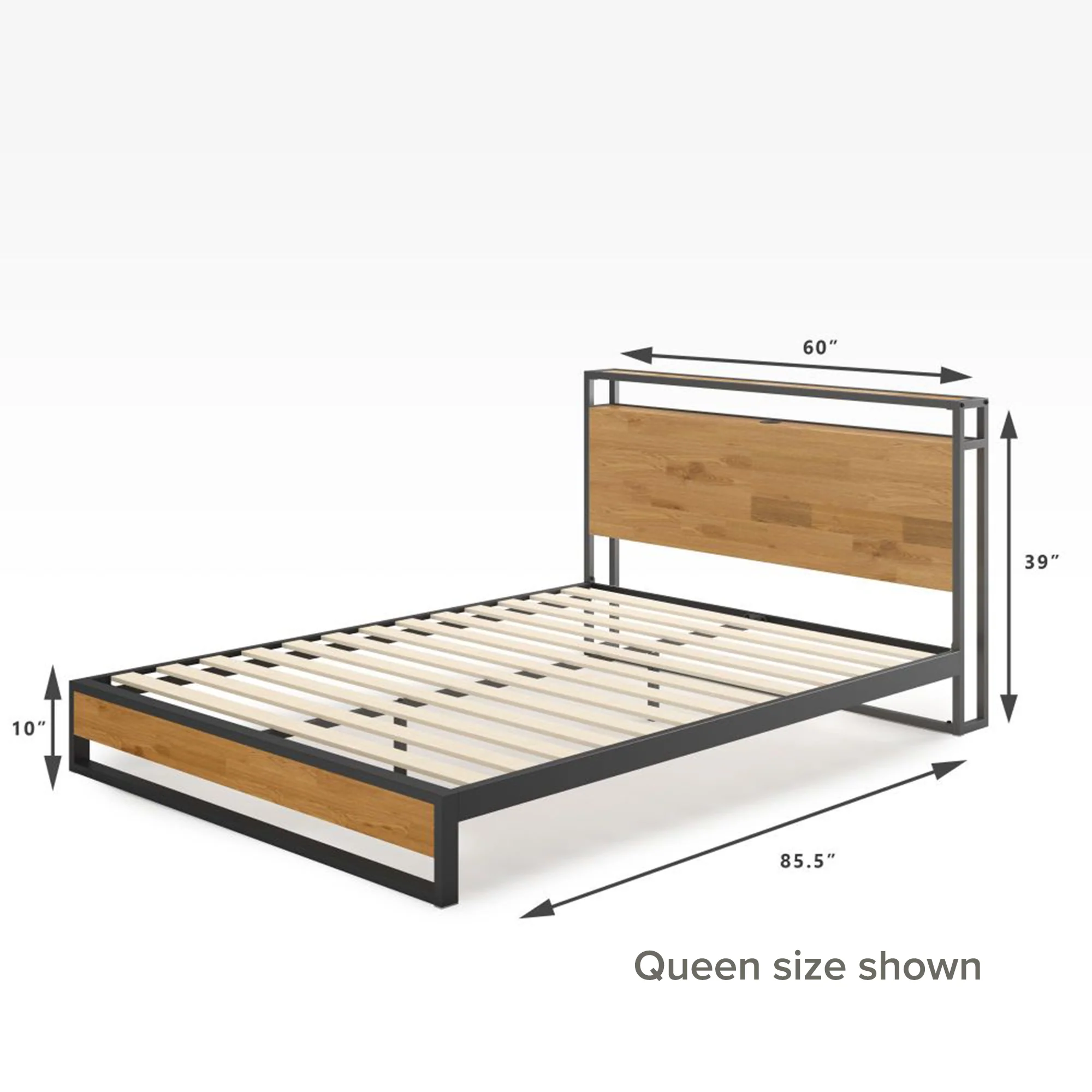 Suzanne Metal and Bamboo Platform Bed Frame with USB Port - Image 7